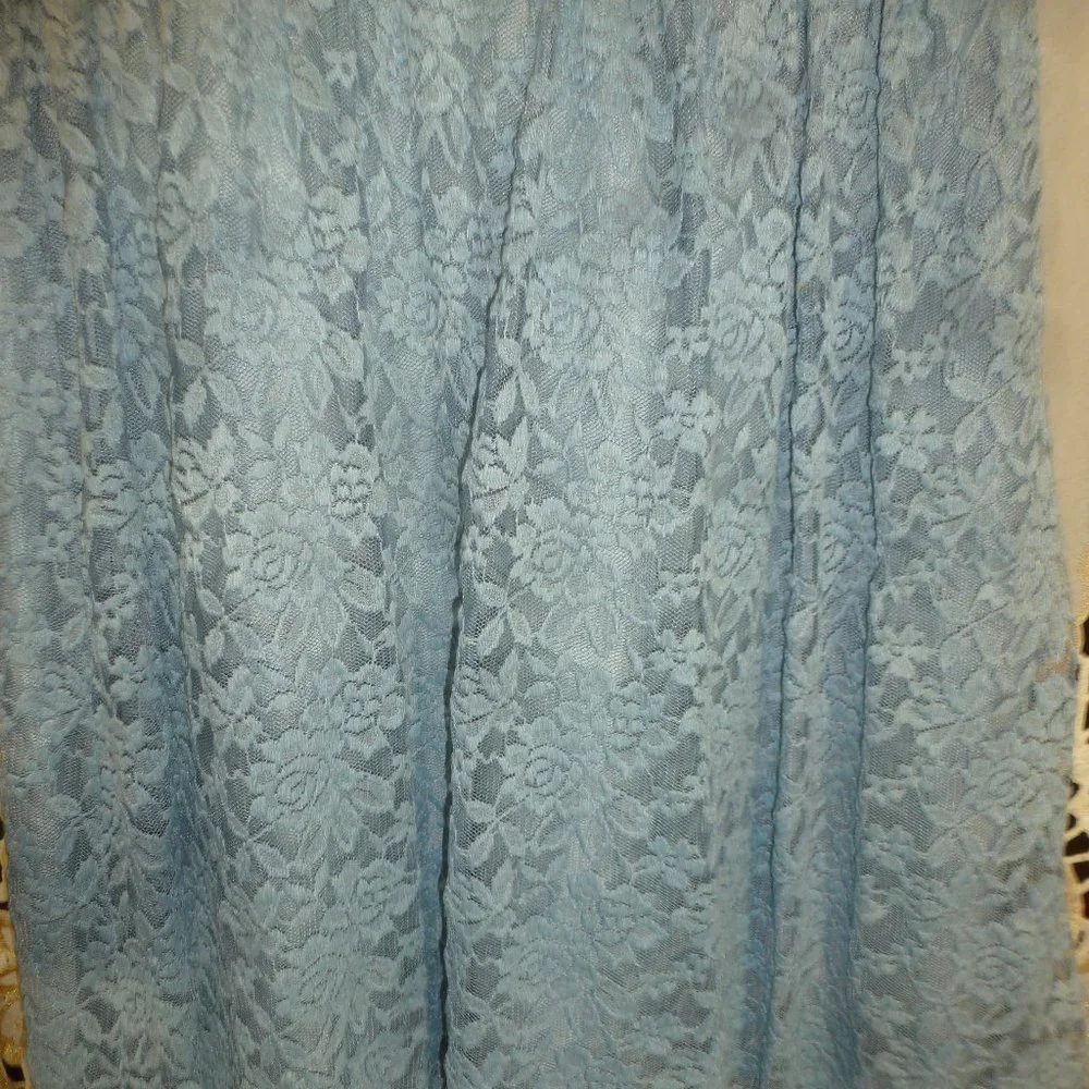 Easter Sale Simply Liliana Lace Dress Sz 12 Blue  Sleeveless Fit Flare Satin Tie - Picture 2 of 9